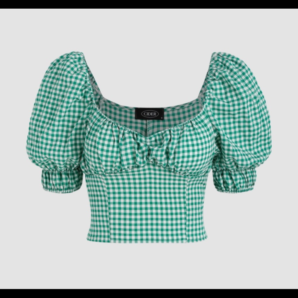 Brand new Green Check Crop Top